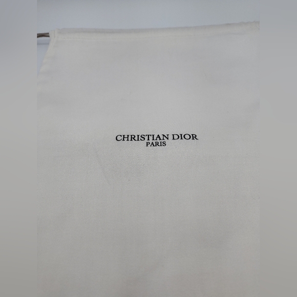 Christian Dior White Canvas Dust Bag 11.5x9 Cord Drawstring NWOT AUTHENTIC - Picture 3 of 6